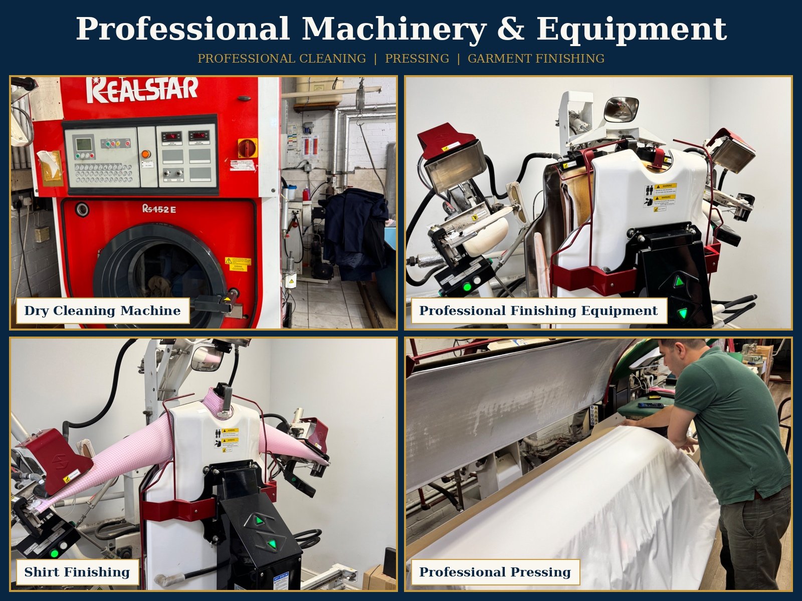 Professional machinery and equipment at Reigate Dry Cleaners